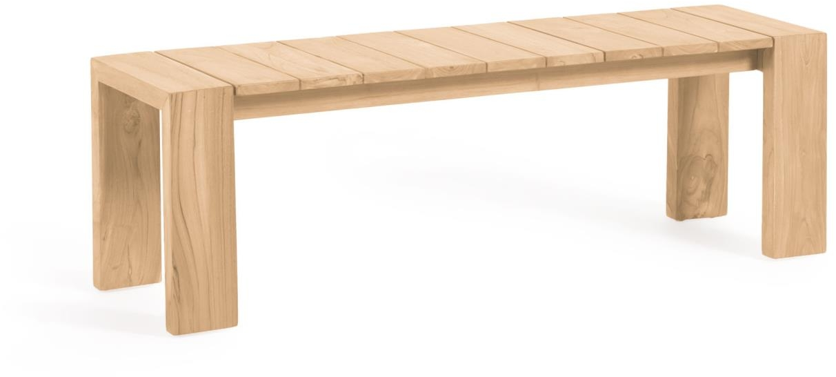 Kave Home Victoire Bænk   Naturfarvet Massivt Teak  Rustik Kolonial Stil  H45   B38   L175 Cm