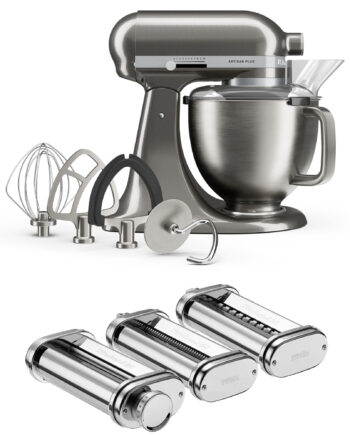 Kitchenaid Artisan Plus Køkkenmaskine     Liter Med Pastasæt  Medallion Silver