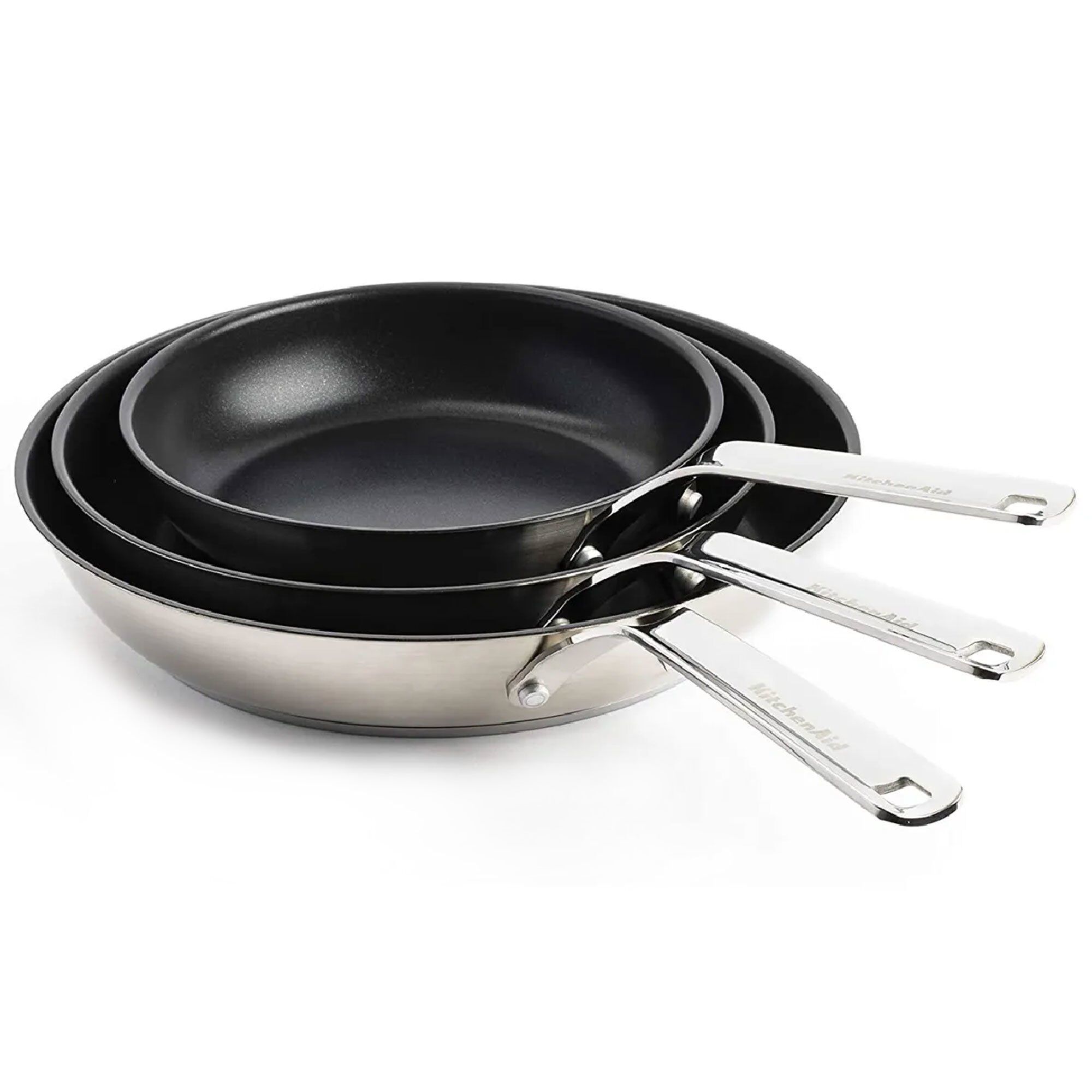 Kitchenaid Sæt Med Stegepander 20 Cm   24 Cm   28 Cm  Rustfrit Stål