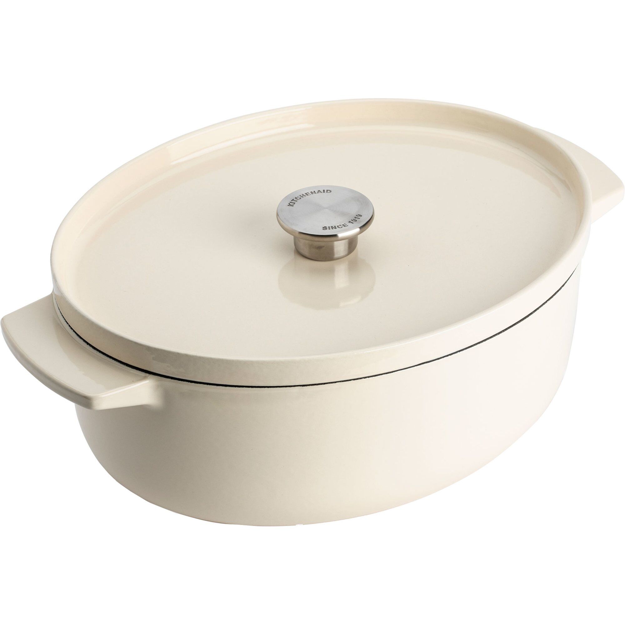 Kitchenaid Støbejernsgryde Oval 30 Cm      Liter  Almond Cream