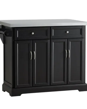 Køkkenø Med Bordplade   Stål  115   46   92 Cm  Sort