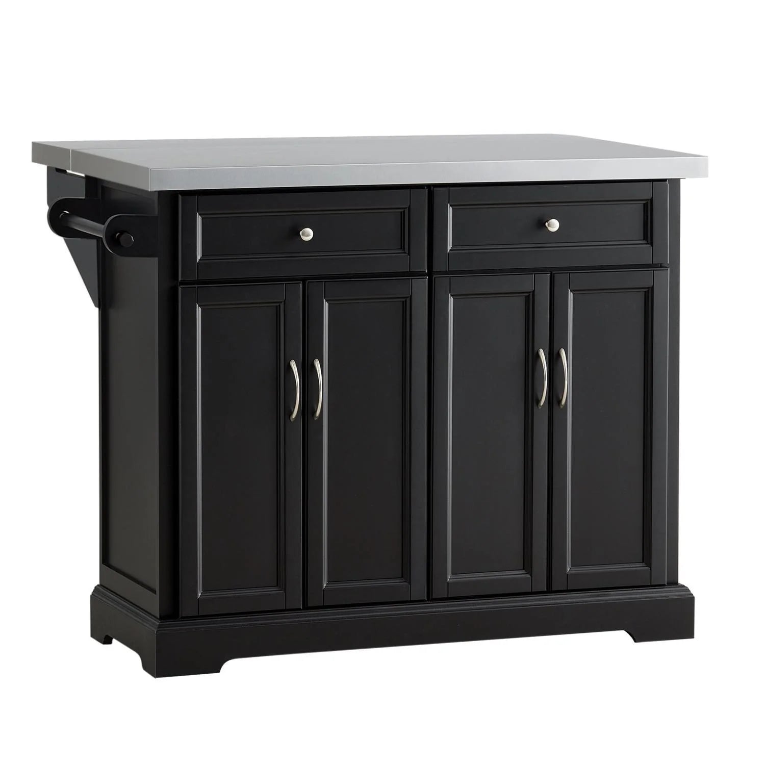 Køkkenø Med Bordplade   Stål  115   46   92 Cm  Sort