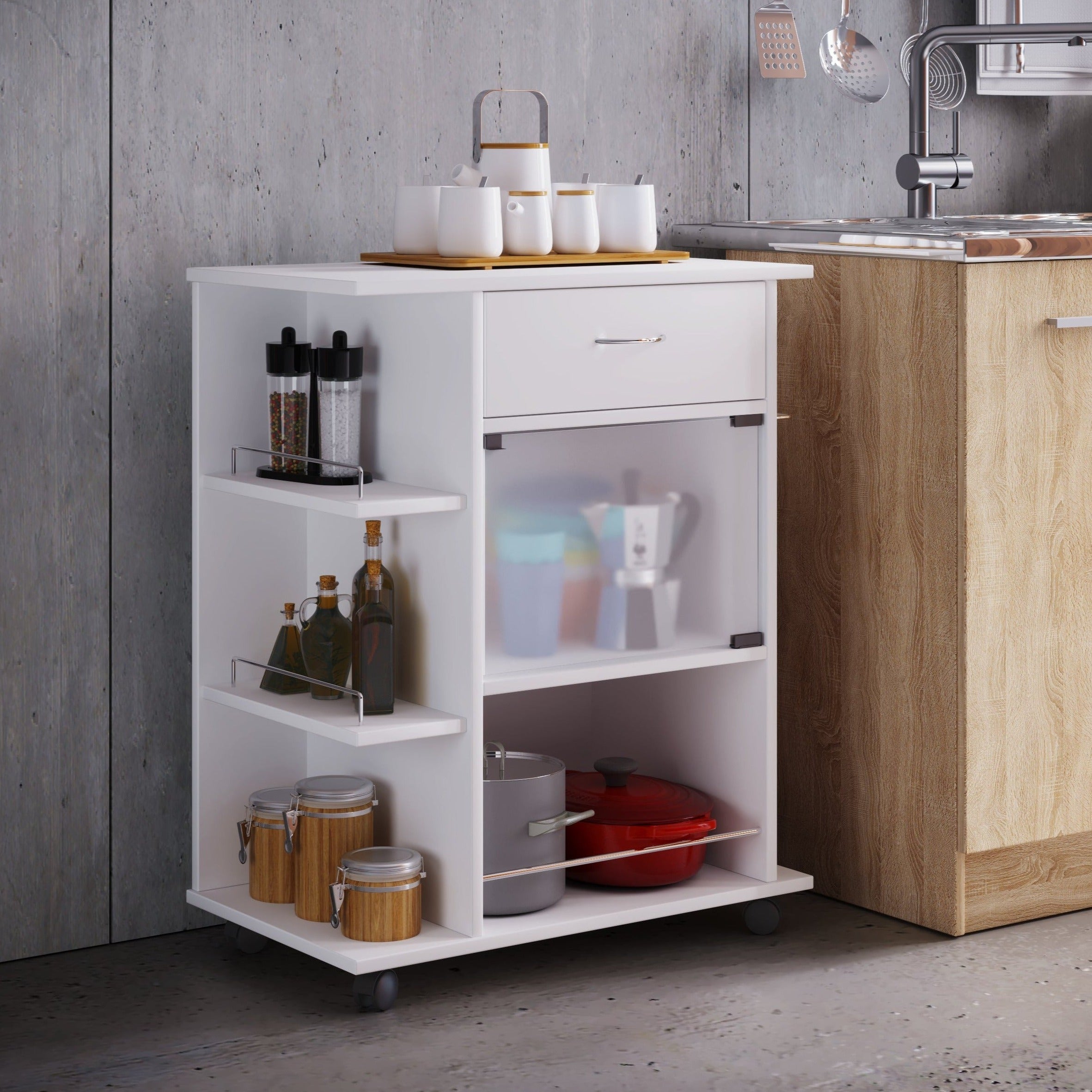 Køkkenvogn   Moderne Look  Hvid