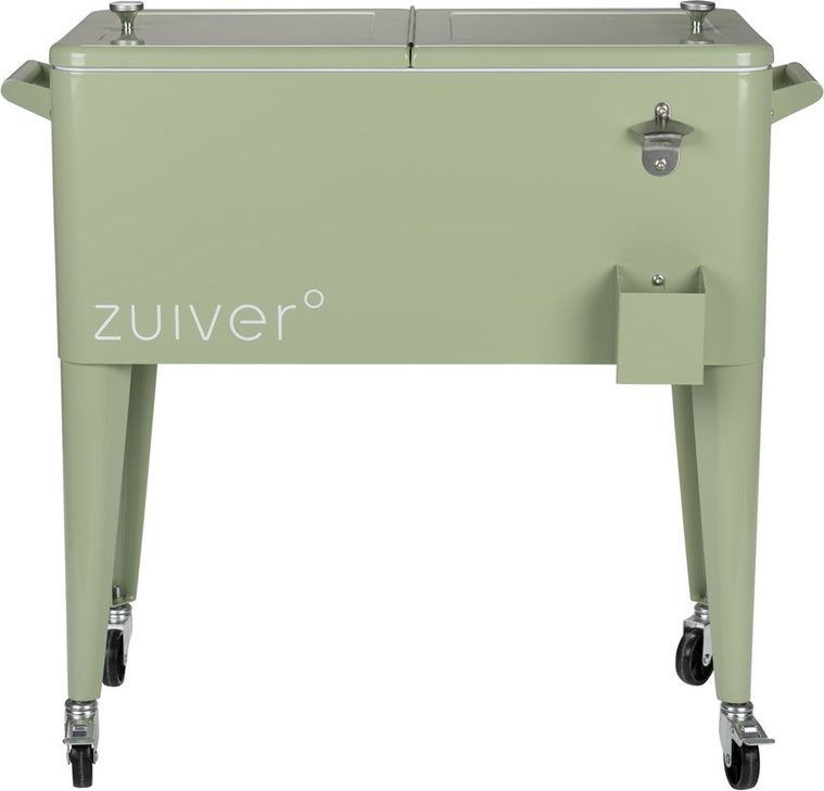 Køleboks Zuiver Be Støvet Grøn Polypropylenplast Til Indendørs Udendørs Brug Med Hjul Og Flaskeåbner 84 5x39x78 Cm