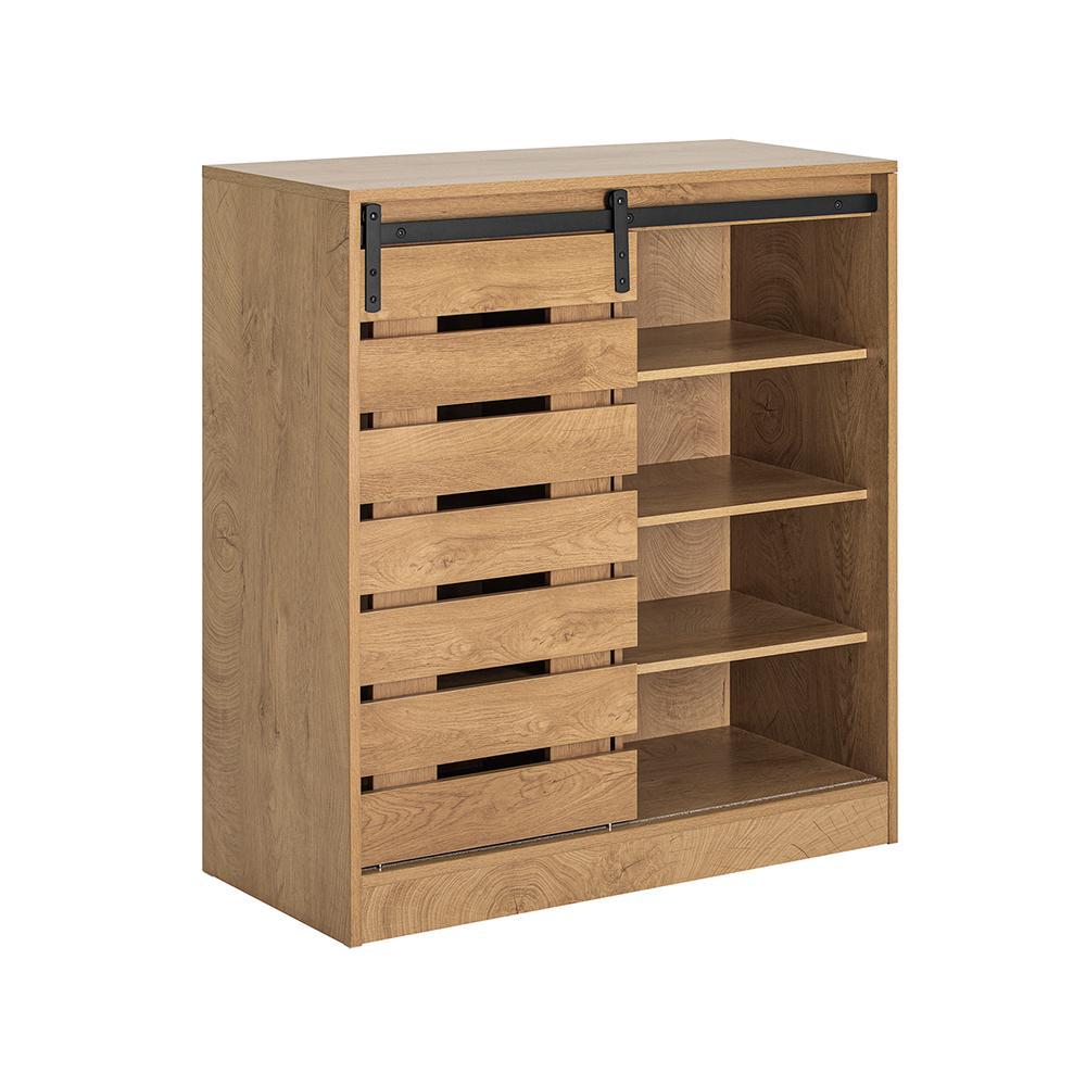 Kommode Med Skydedør  35x89x80 Cm  Brun
