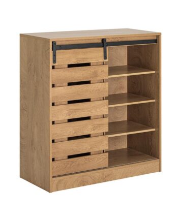 Kommode Med Skydedør  35x89x80 Cm  Brun