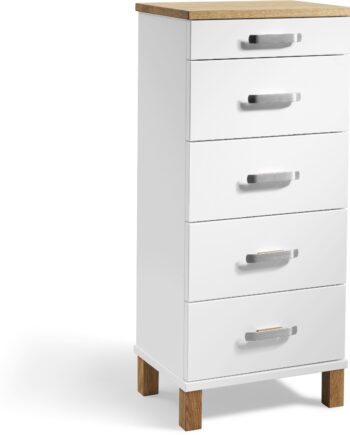 Kommode Skuffemøbel Oscarssons Möbel Nadja  Hvid Olieret Eg  Mdf Massiv Eg    Skuffer  H93   B40   D31 Cm
