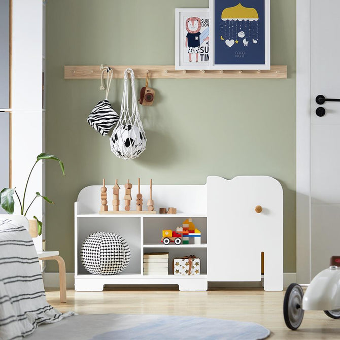 Kommode Til Legetøj   Skandinavisk Look  110x25x60 Cm  Hvid