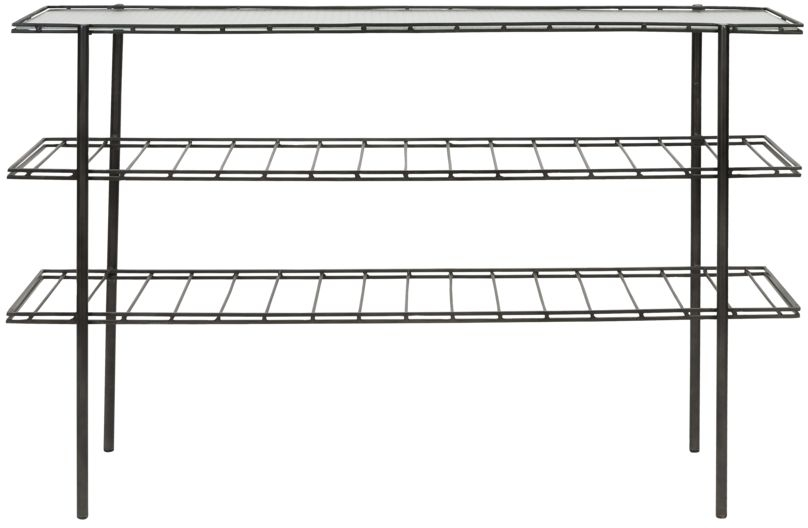 Konsolbord House Doctor Gany  -hyldet   Sort Stålramme Med Glasplade H85ã B130ã D35 Cm