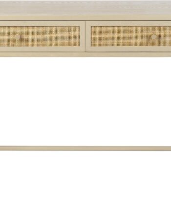 Konsolbord Studio White Amaya Lysegrå Finish Med Vævede Rattan-skuffer  Mdf-bordplade Og Metalramme 120ã 40ã 76 Cm