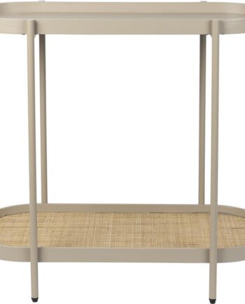Konsolbord Studio White Amaya Oval Stenlysgrå Lakeret Mdf Metalstel 85   39   76 Cm