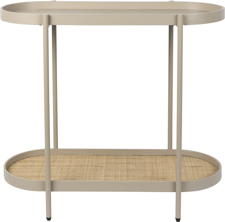 Konsolbord Studio White Amaya Oval Stenlysgrå Lakeret Mdf Metalstel 85 39 76 Cm