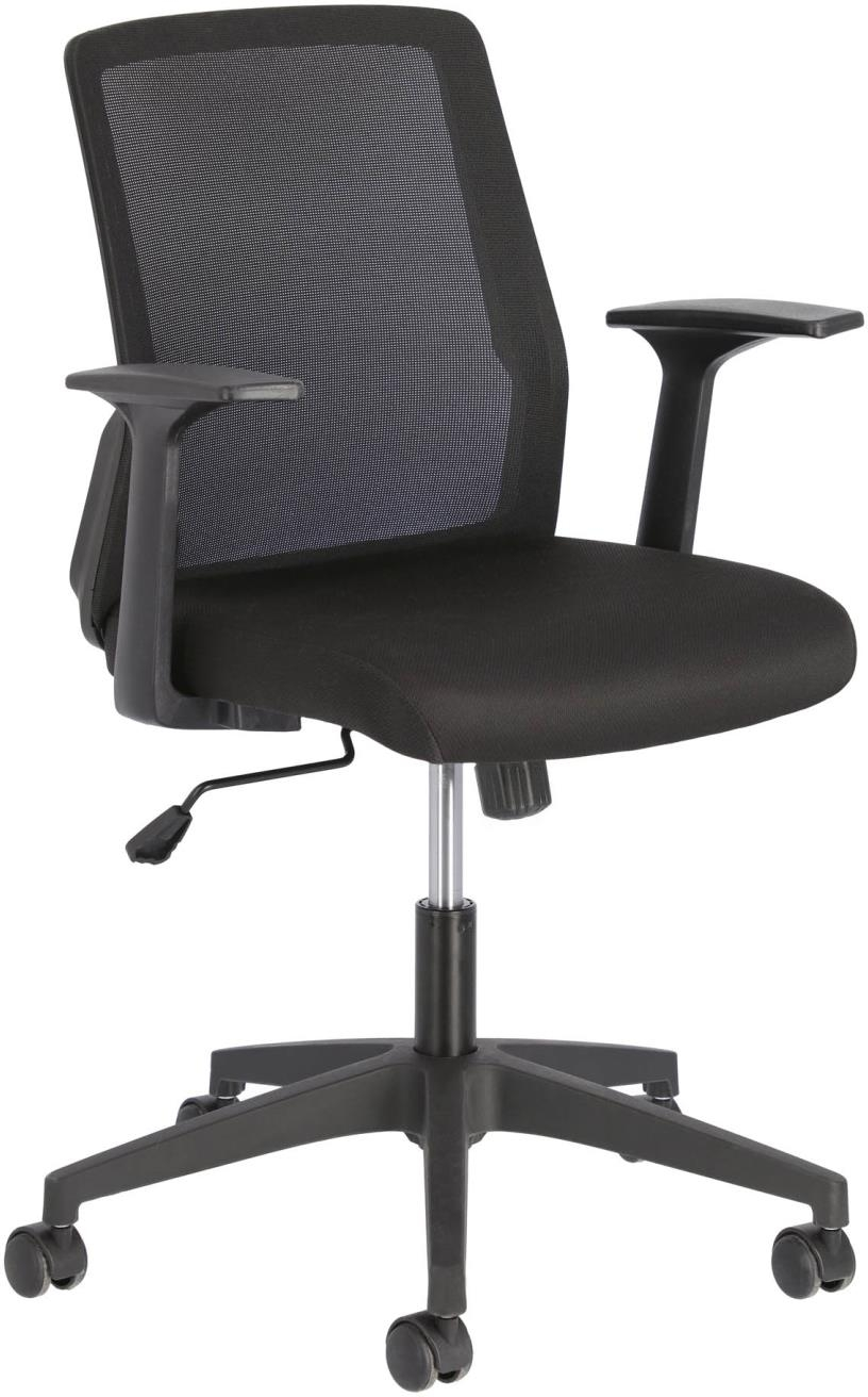 Kontorstol Kave Home Nasia   Ergonomisk Arbejdsstol Til Hjemmekontor  Polstret Sort Med Hjul Og Justerbar Højde