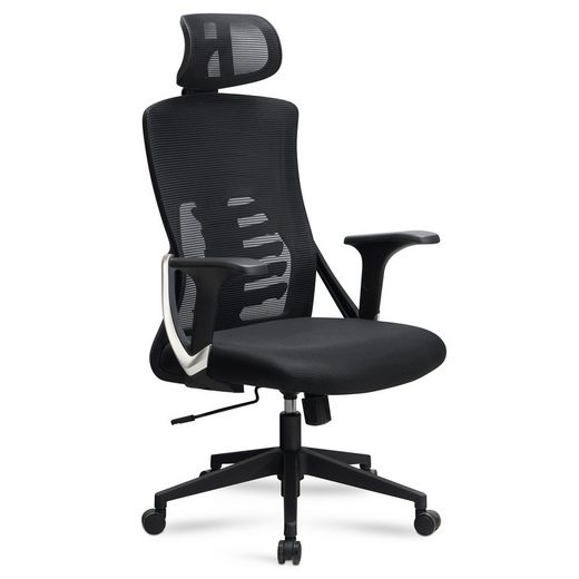 Kontorstol Sort Mesh Betræk 120 Kg Drejelig  Ergonomisk Med Armlæn