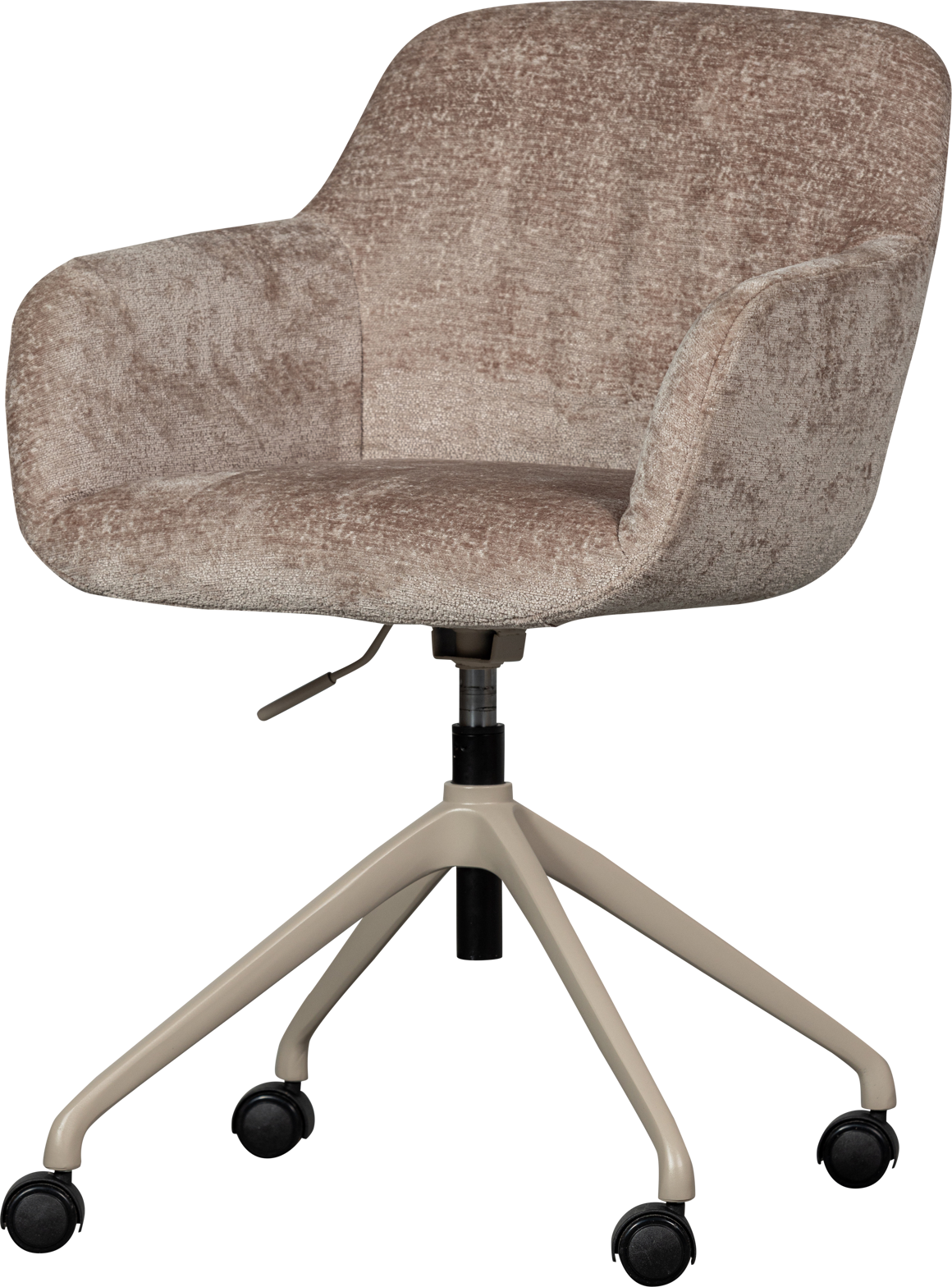 Kontorstol Woood Collection Morros Grå Chenille Med Metalbase Og Hjul