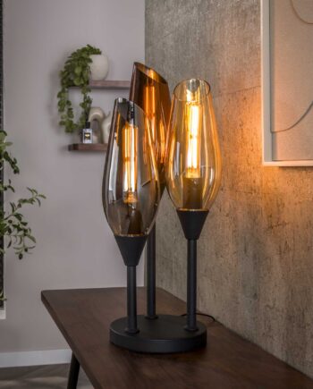 Kubo Bordlampe Med Tre Forskellige Farvede Glaskupler Levering Uden Pære