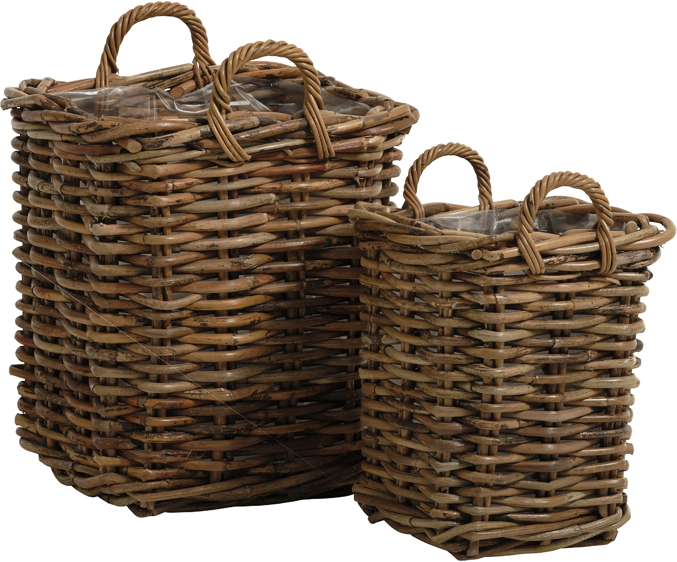Kurvesæt Firkantede Opbevaringskurve Nordique Design Calais Stk Håndvævet Rattan Natur 50x50x50 Cm