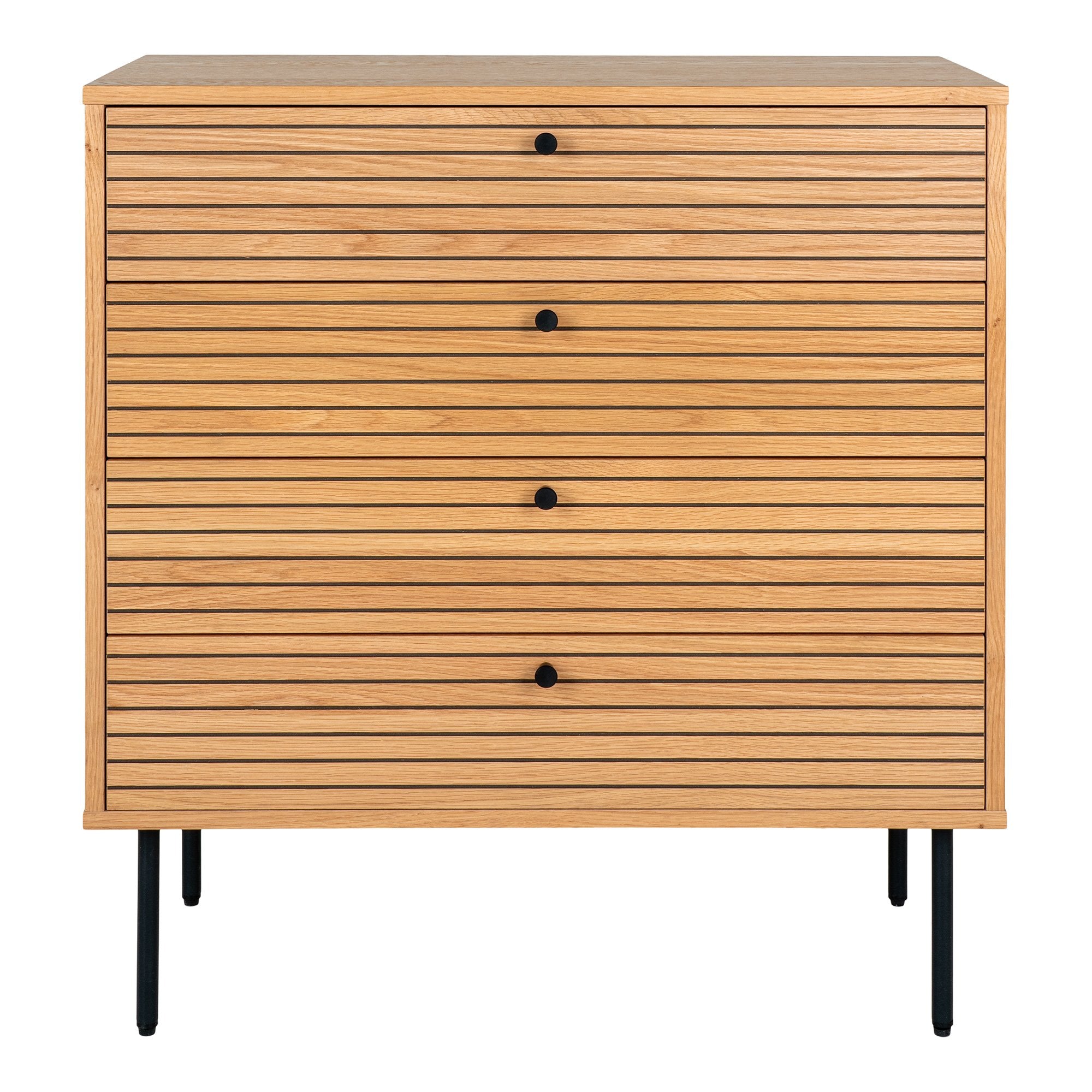 Kyoto Kommode Kommode    Skuffer  Egefiner  Natur  Sorte Metalben 80x40x85 Cm