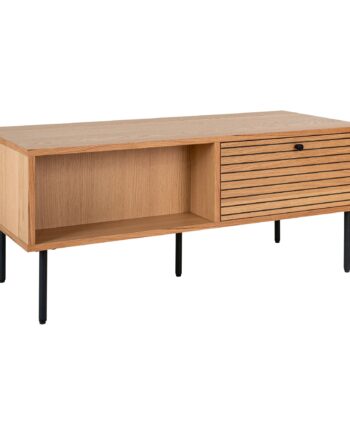 Kyoto Sofabord Sofabord    Skuffer  Egefiner  Natur  Sorte Metalben 50x100x45 Cm