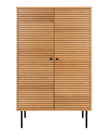 Kyoto Vitrineskab Vitrineskab    Låger  Egefiner  Natur  Sorte Metalben 80x40x130 Cm