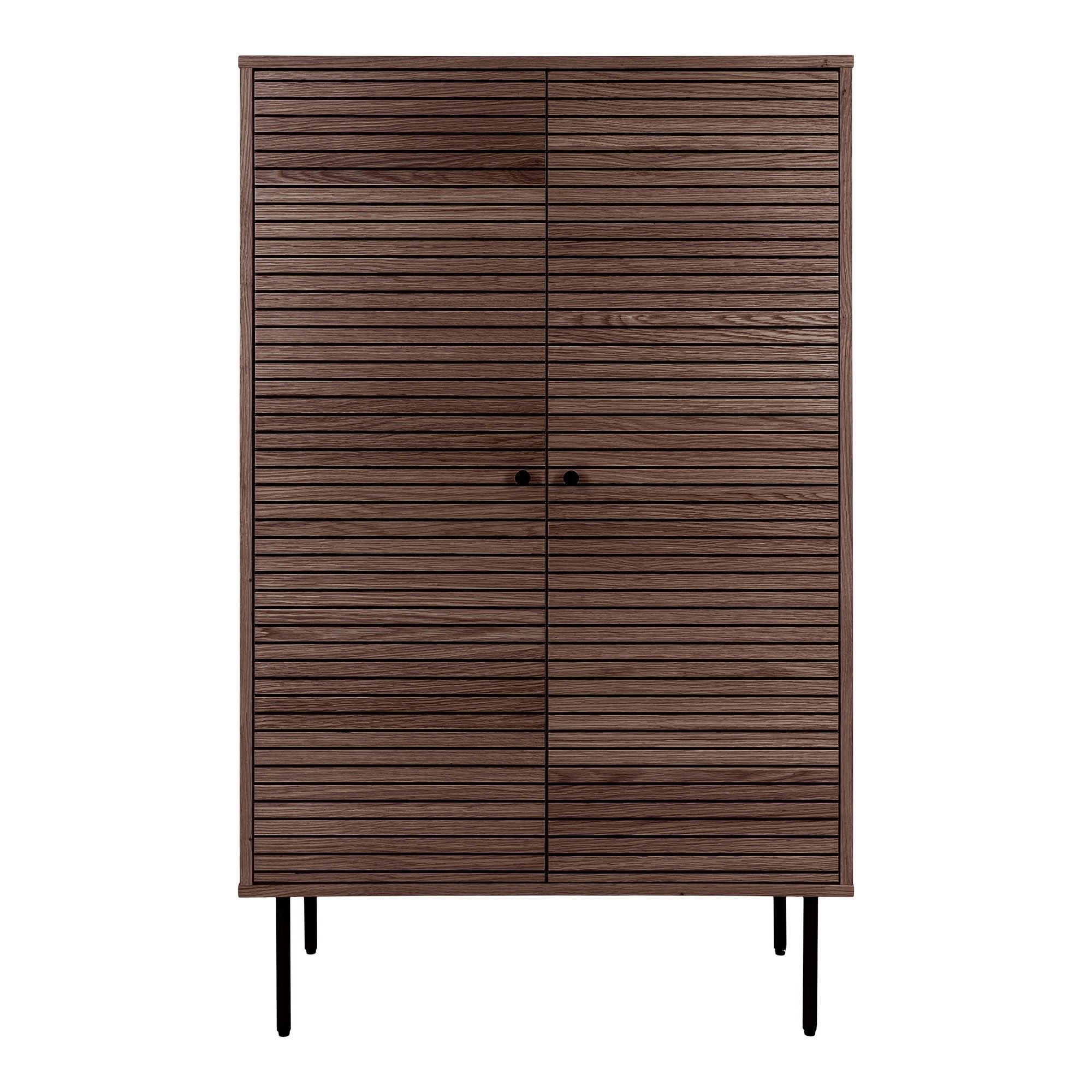 Kyoto Vitrineskab Vitrineskab Låger Egefiner Smoked Sorte Metalben 80x40x130 Cm