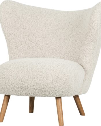 Lænestol Armstol Woood Collection Celine Off White Teddy-stof Polyester Skandinavisk Design H83xb80 Cm