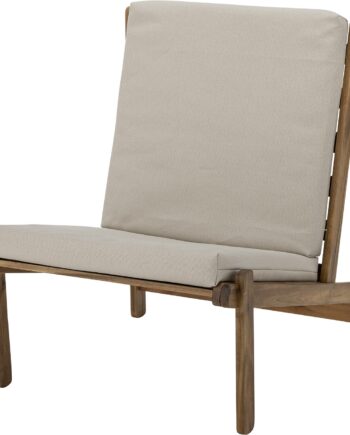 Lænestol Bloomingville Gani Akacietræ Natur   Loungestol Til Stuen Med Polstret Sæde H83xb80xd66 Cm