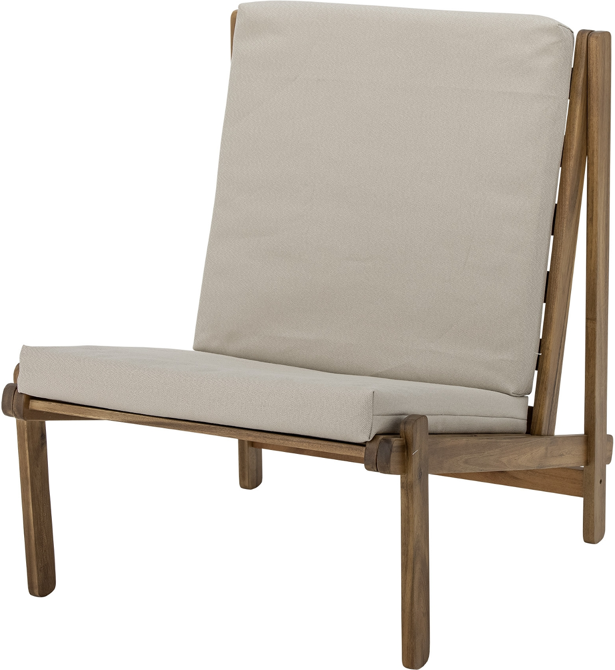 Lænestol Bloomingville Gani Akacietræ Natur   Loungestol Til Stuen Med Polstret Sæde H83xb80xd66 Cm