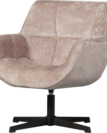 Lænestol Woood Wibo Hvilestol   Gråt Chenillestof Med Drejelig Metalbase H94xb71xd83 Cm