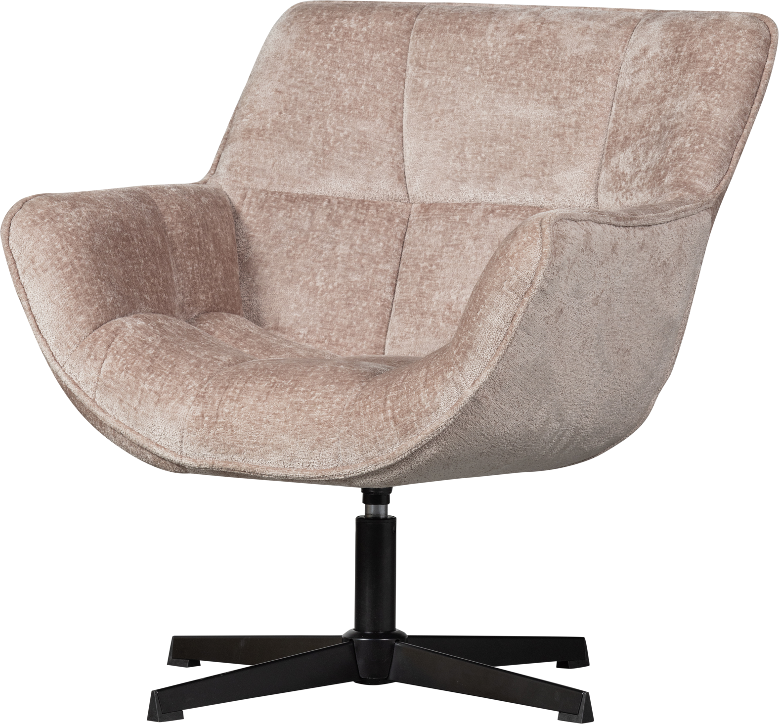 Lænestol Woood Wibo Hvilestol   Gråt Chenillestof Med Drejelig Metalbase H94xb71xd83 Cm