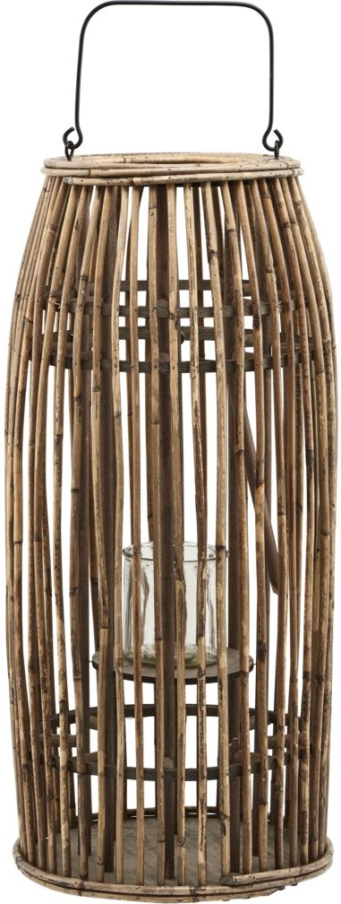 Lanterne House Doctor Ova Natur Rattan Og Glas Med Metalhåndtag ø30   H65 Cm