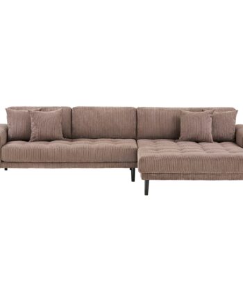 Lido Loungesofa Loungesofa  Højrevendt   Brun Fløjl Med Fire Puder Og Sorte Træben Hn1423