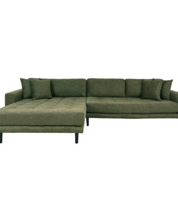 Lido Loungesofa Loungesofa  Venstrevendt   Olivengrøn Med Fire Puder Og Sorte Træben Hn1020