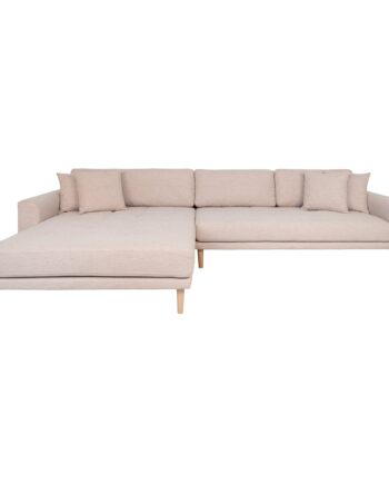 Lido Loungesofa Loungesofa  Venstrevendt   Sand Med Fire Puder Og Natur Træben Hn1050