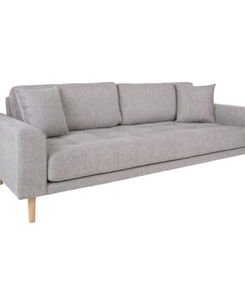 Lido   Personers Sofa   Personers Sofa   Lysegrå Med To Puder Og Natur Træben Hn1040