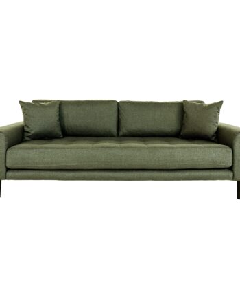 Lido   Personers Sofa   Personers Sofa  Olivengrøn Med To Puder Og Sorte Træbnen Hn1020