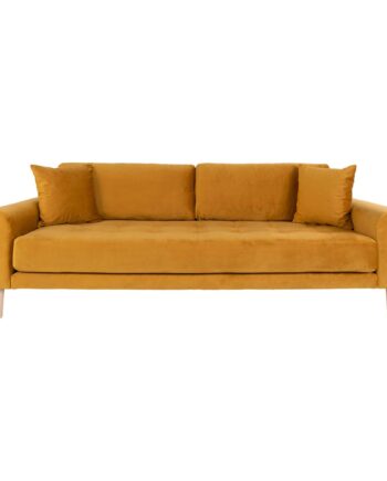 Lido   Personers Sofa   Personers Sofa  Sennepsgul Velour Med To Puder Og Natur Træben Hn1004