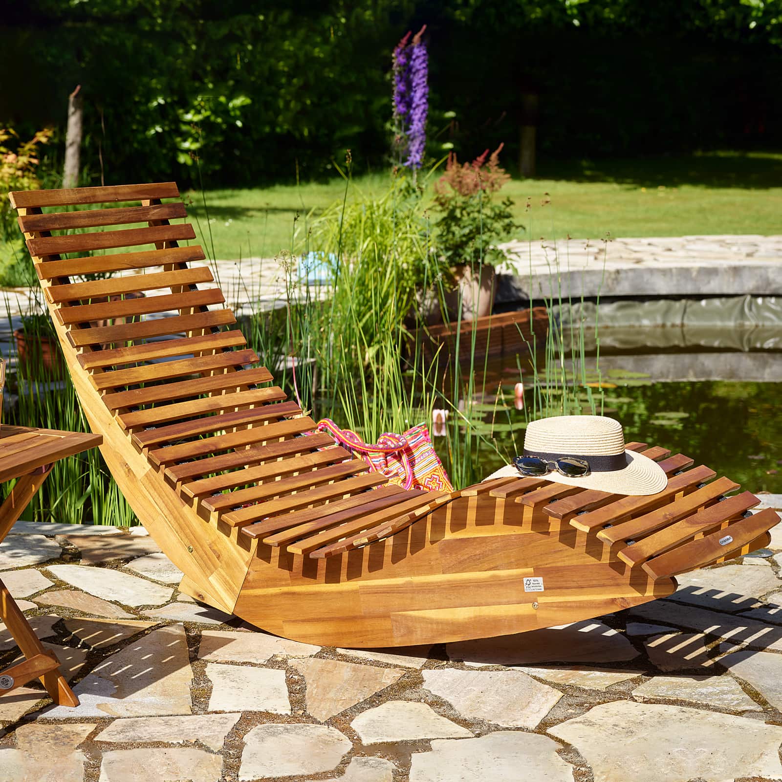 Liggestol Gyngestol Akacie 150x60x93cm Fscâ -certificeret