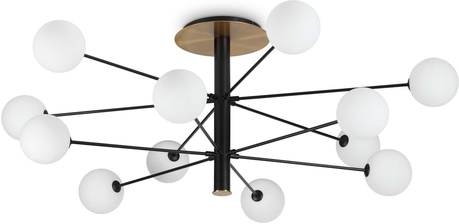 Loftlampe Ideal Lux Cosmopolitan ø145 Cm Sort Metal Glas Med Satin Messing Detaljer