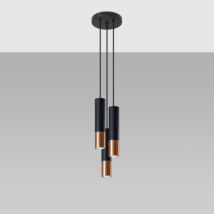 Loftlampe Loopez 3p  Sort Kobber