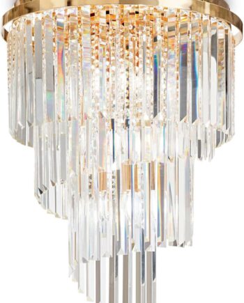 Loftslampe Ideal Lux Carlton Guld Med 12 E14-fatninger ø50   H69 Cm Glasstænger Krom