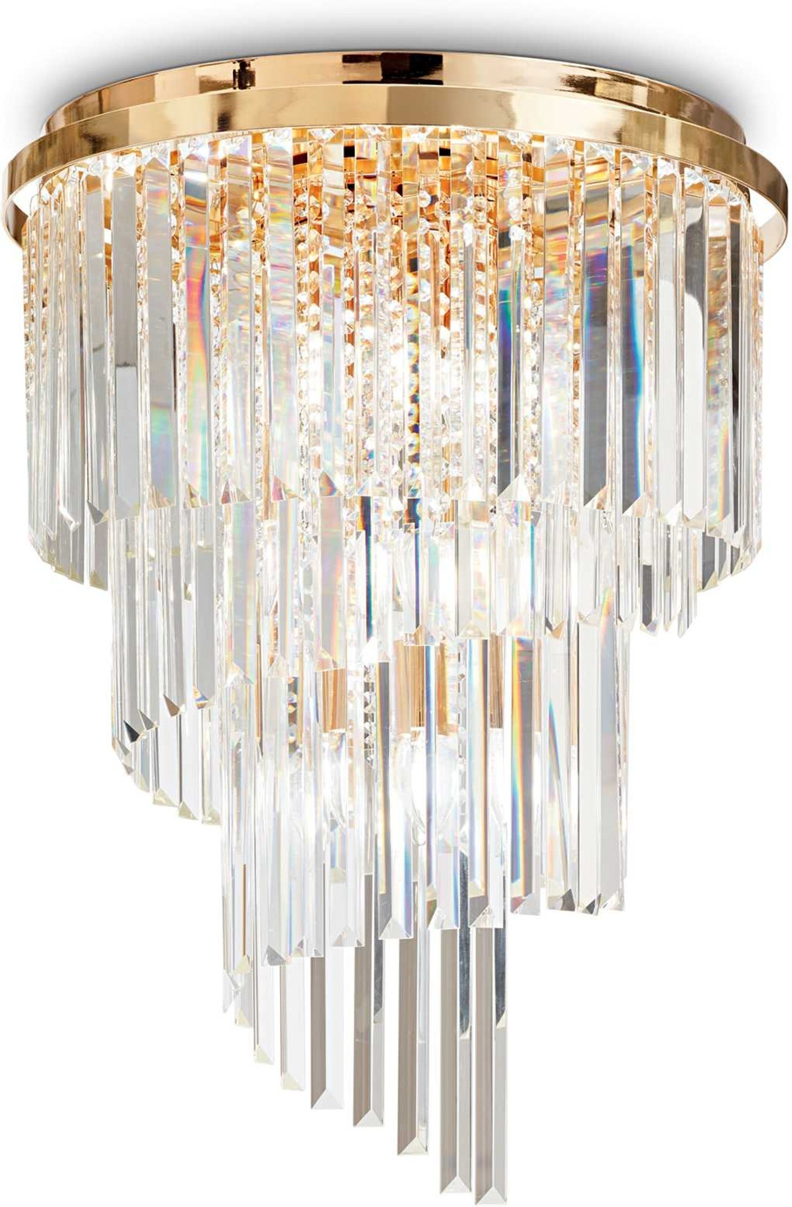 Loftslampe Ideal Lux Carlton Guld Med 12 E14-fatninger ø50   H69 Cm Glasstænger Krom