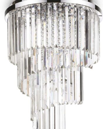 Loftslampe Ideal Lux Carlton ø50 Cm Krom Med Krystaldetaljer 12   E14 Indendørs