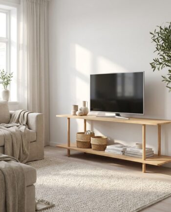 Loop Tv Reol Med To Hylder   Massiv Eg Og En Bredde På 140 Cm Ubehandlet