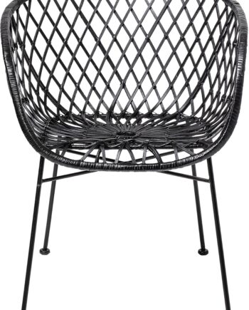 Loungestol Bloomingville Cozy Sort Flettet Rattan Lænestol Med Metalben