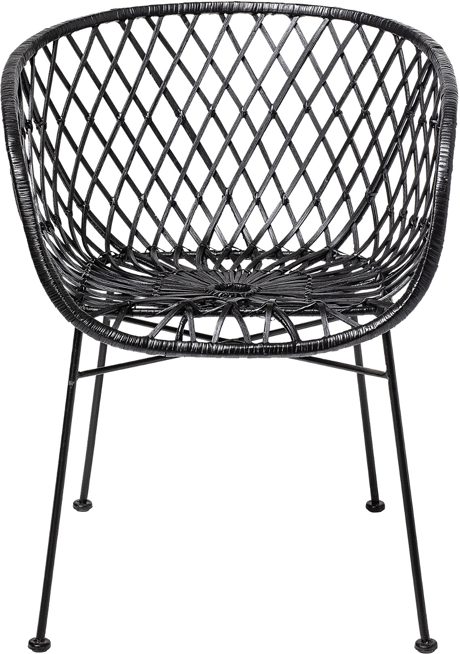 Loungestol Bloomingville Cozy Sort Flettet Rattan Lænestol Med Metalben