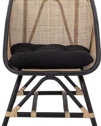 Loungestol Bloomingville Loue Lænestol   Sort Og Naturlig Rattan Med Hynde H80 B65 L71 Cm