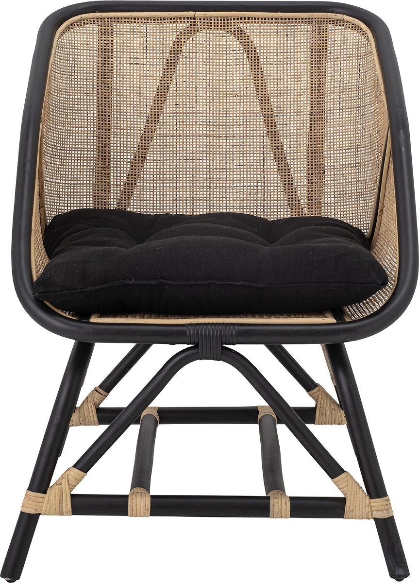 Loungestol Bloomingville Loue Lænestol   Sort Og Naturlig Rattan Med Hynde H80 B65 L71 Cm