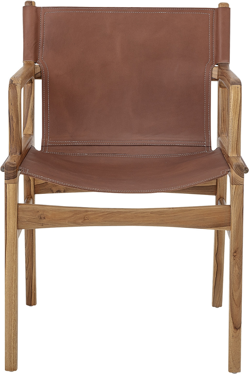 Loungestol Bloomingville Ollie   Teaktræ Med Brunt Okselæder H84ã B55ã L60 Cm