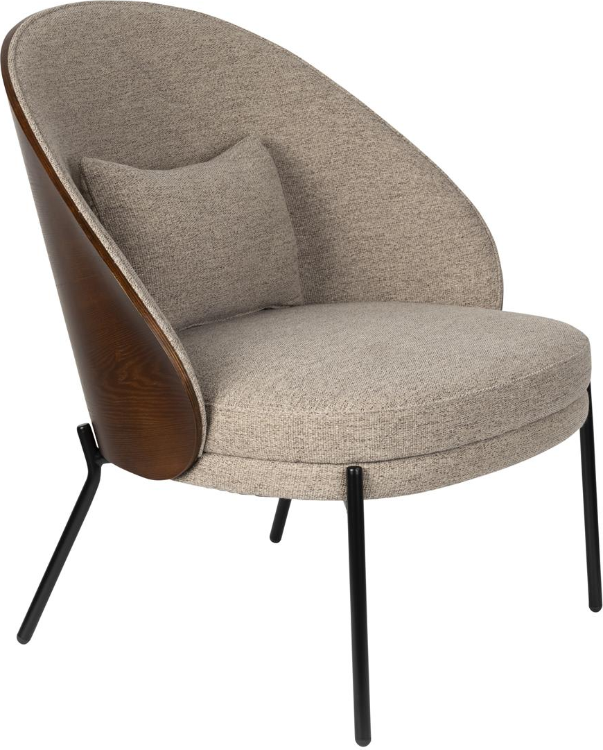 Loungestol Dutchbone Rodin Stengrå Polyesterstof Asketræ- Og Metalramme H82ã B77 5ã L72 Cm